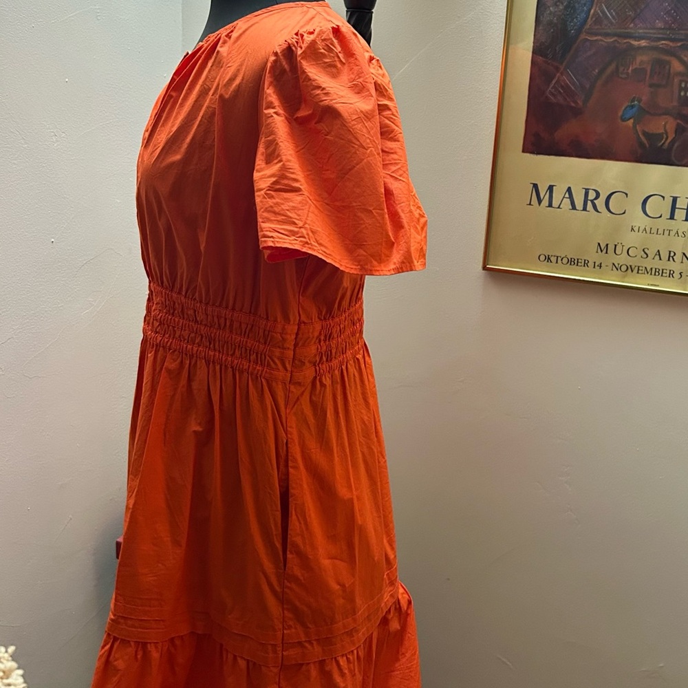 Quince large worn once Orange Short Dress with pockets! - Picture 2 of 5